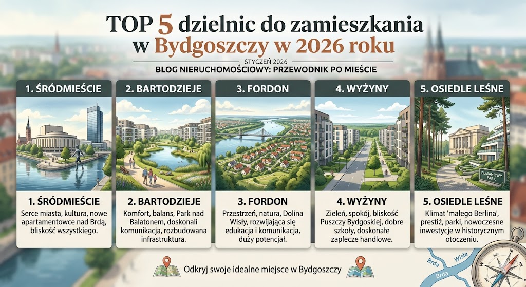 TOP 5 dzielnic w Bydgoszczy w 2026 roku.